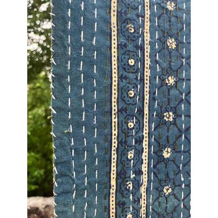 Bhawana Handicrafts - Wholesale Quilt - Indigo Kantha Quilts Block Printed Throw Cotton Bedspread2