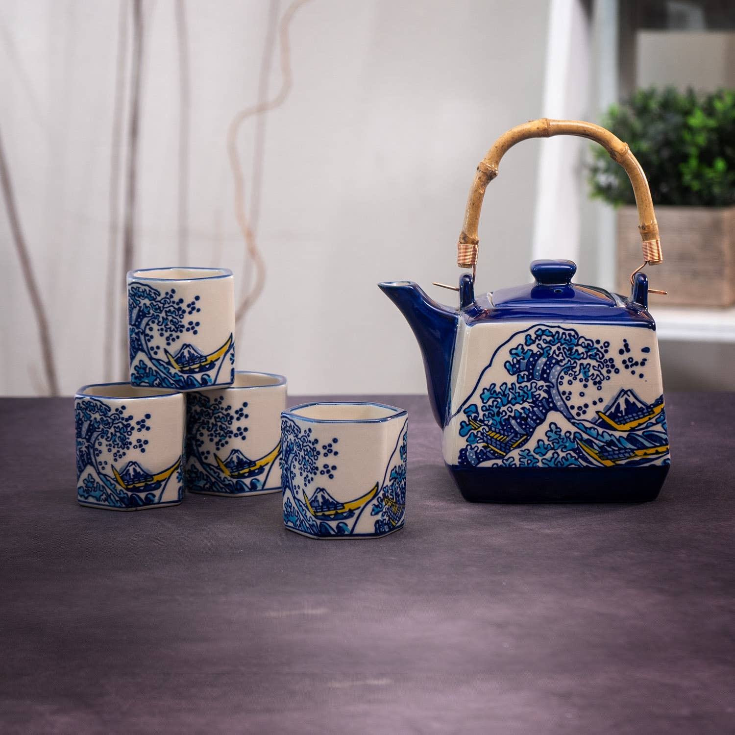 Urban Tokyo - Wholesale Tea Set - Great Wave Tea Set 20oz Tea Pot with 4 Hexagon Cups (4/8)5