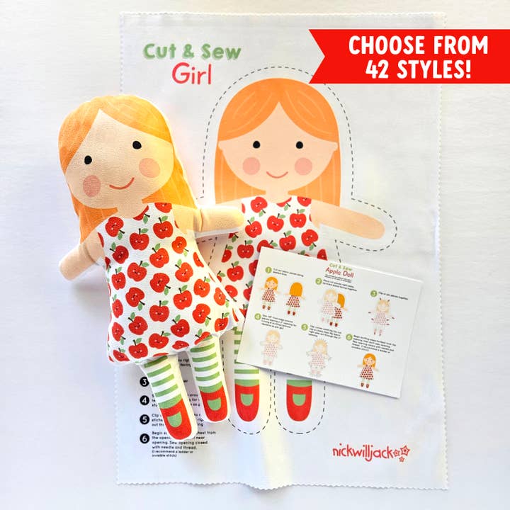 Cut & Sew Apple Girl Plush Doll Sewing Craft Kit for wholesale by Nickwilljack