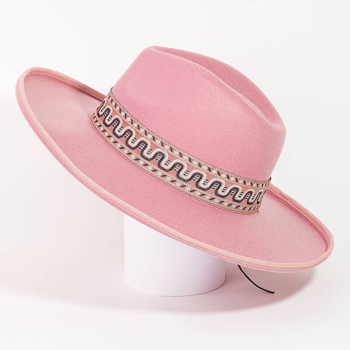 Collections by Fame Accessories - Wholesale Fedora - Women's - Boho Stripe Pattern Strap Fashion Hat2