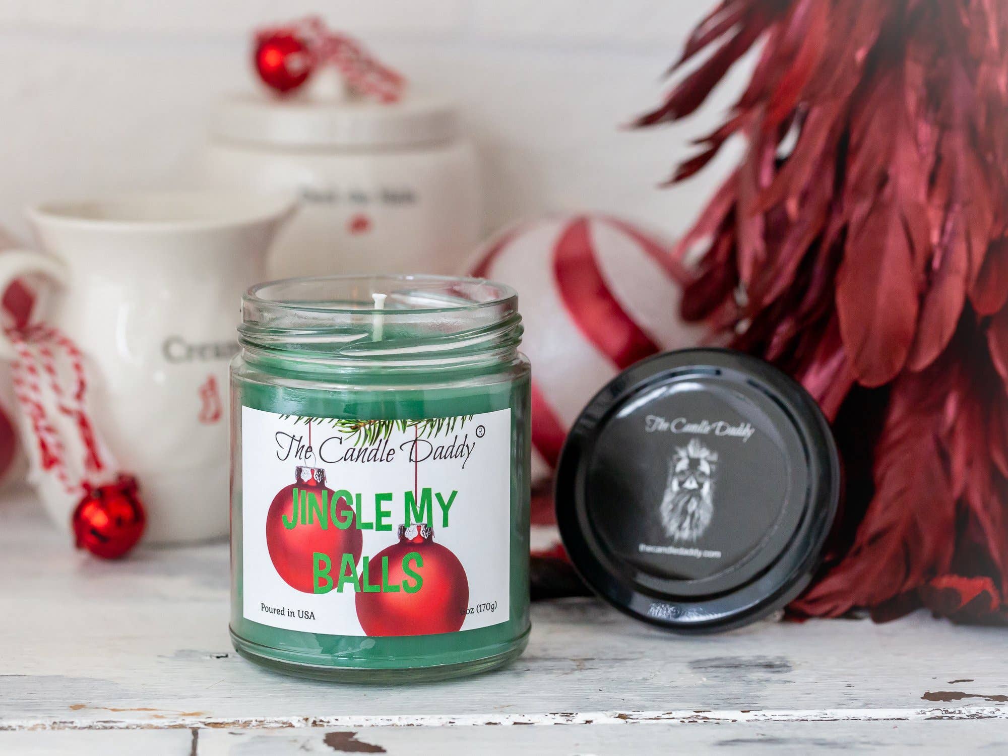 The Candle Daddy - Wholesale Jar/Filled Candle - Jingle My Balls Holiday Candle - Funny Christmas Holly Berry1