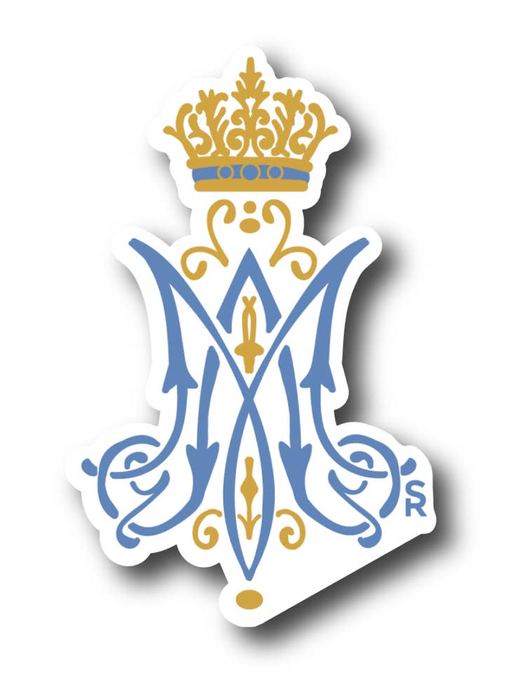 Marian Monogram Sticker for wholesale by Sock Religious