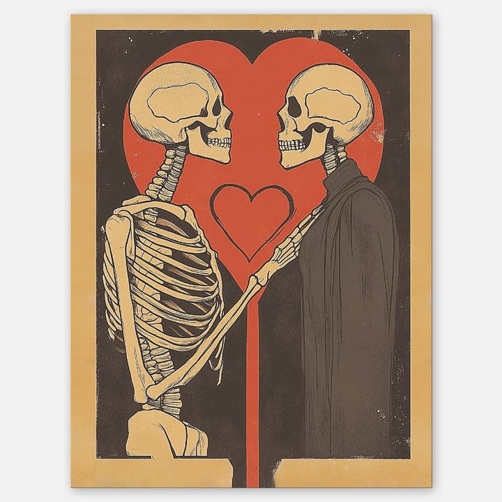 Skeletons in love - A2 greeting card for wholesale by Paper Slam