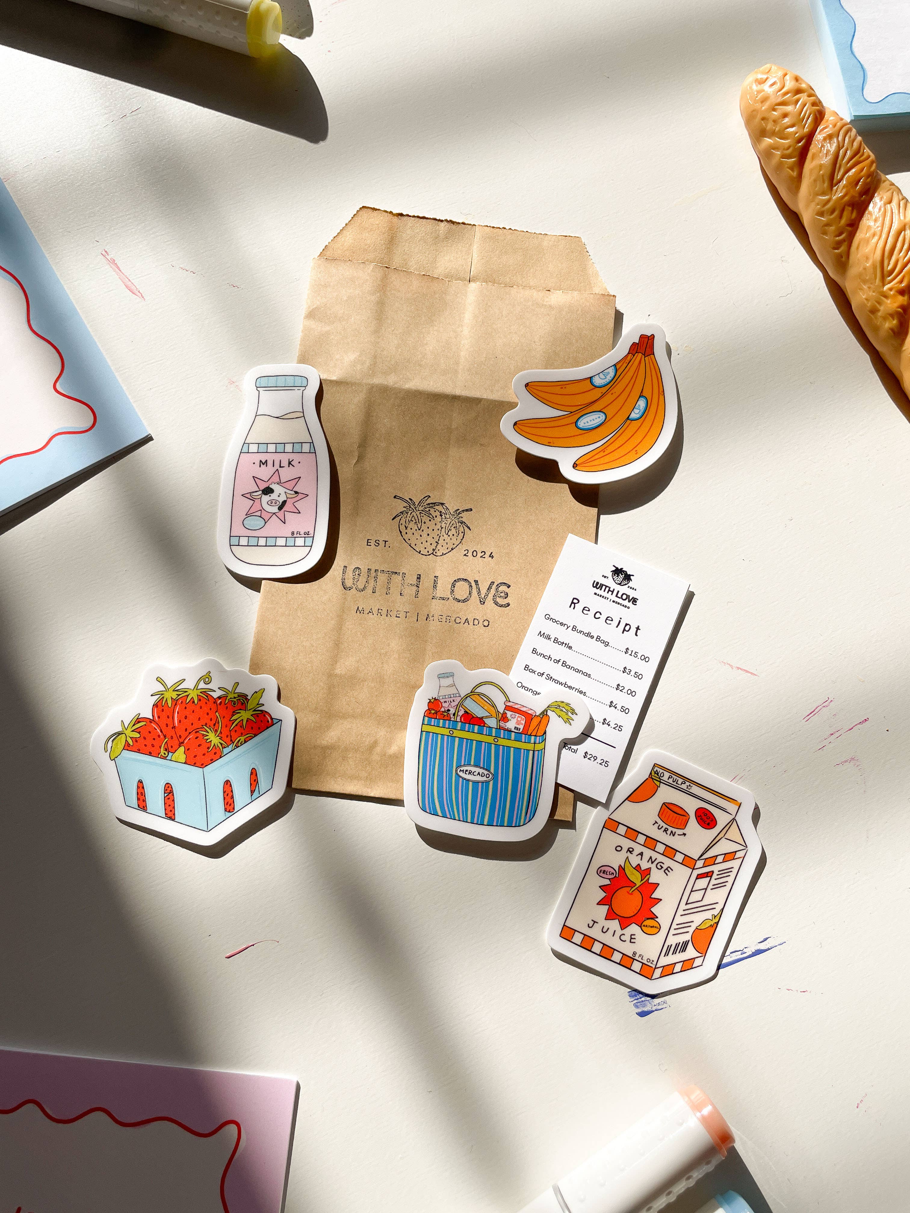 With Love, Coral - Wholesale Sticker - Food & Groceries Sticker Pack