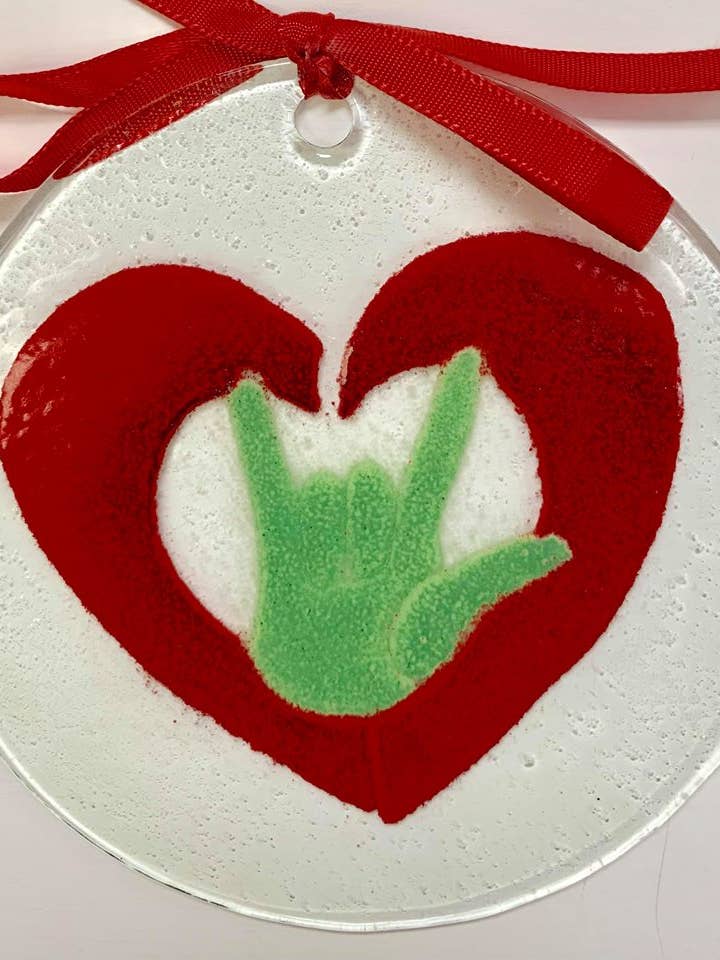 Sign Language "I Love You" Suncatcher/Ornament for wholesale by Folio Art Glass