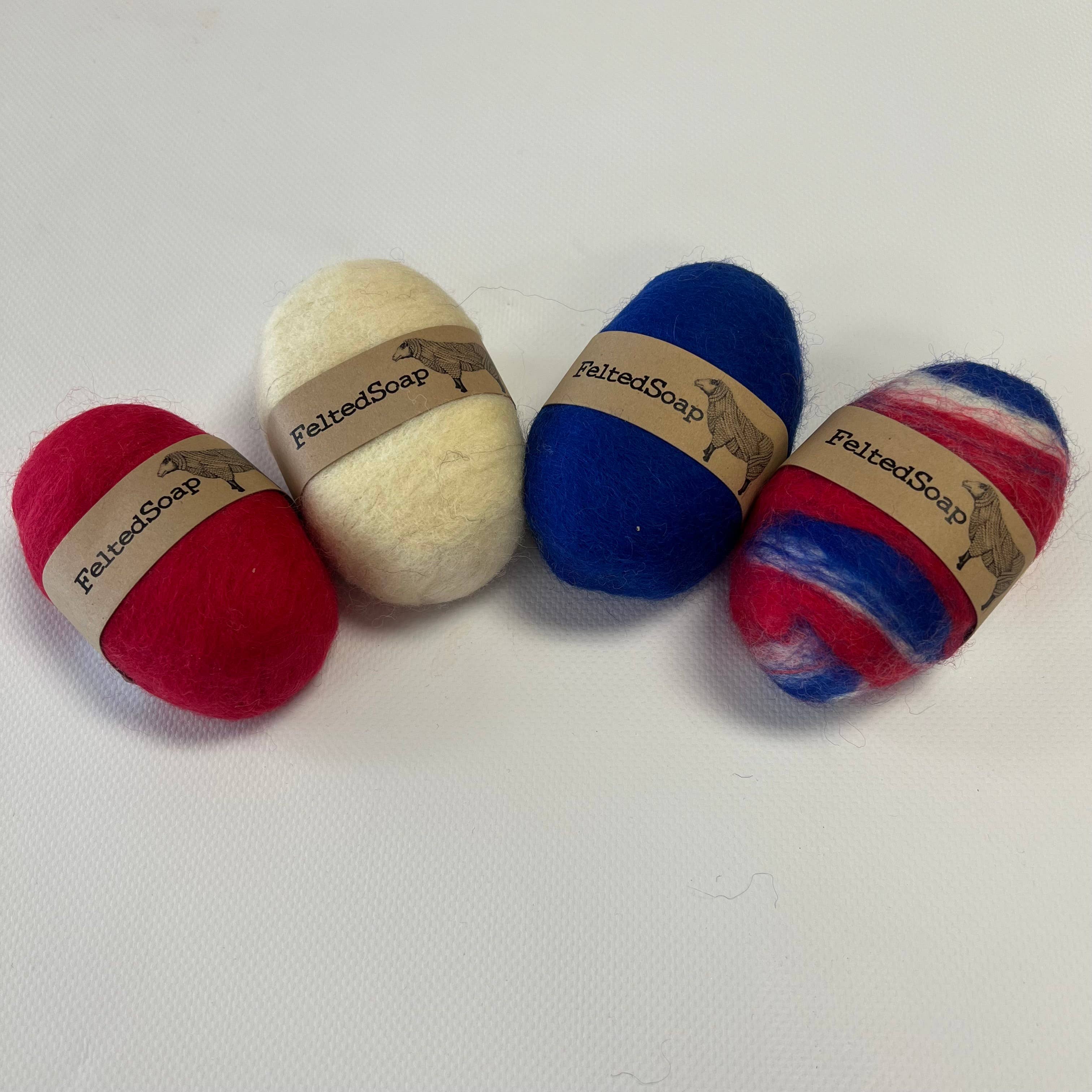 Twisted Purl LLC - Wholesale Bar Soap - Felted Soap American Colors Blended & Solid Red White Blue2