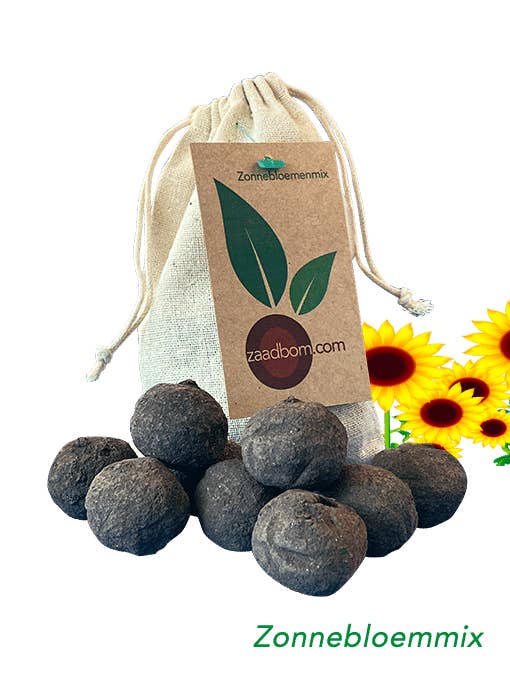 10 Seed Bombs In Jute Bags Sunflower Mix for wholesale by Zaadbom