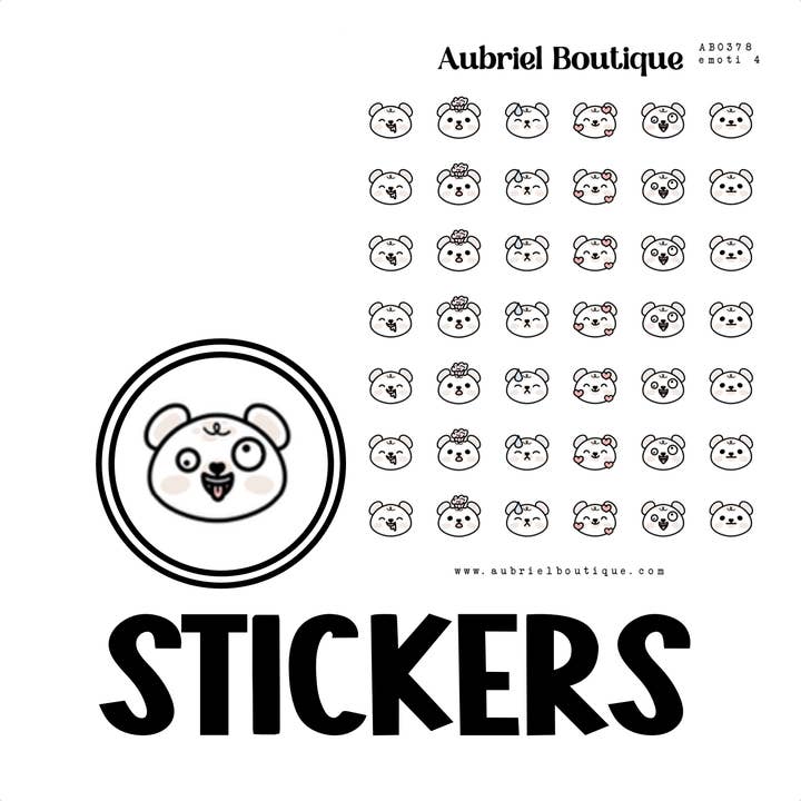 BABY BEAR - EMOTI 4, planner stickers — AB0378 for wholesale by AubrielBoutique