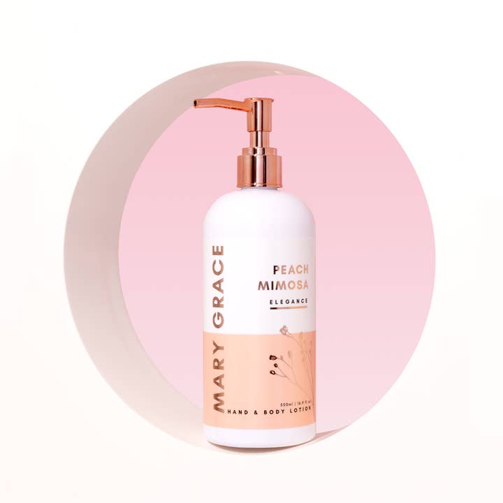 Peach Mimosa 500ml Hand & Body Lotion TESTER for wholesale by Mary Grace