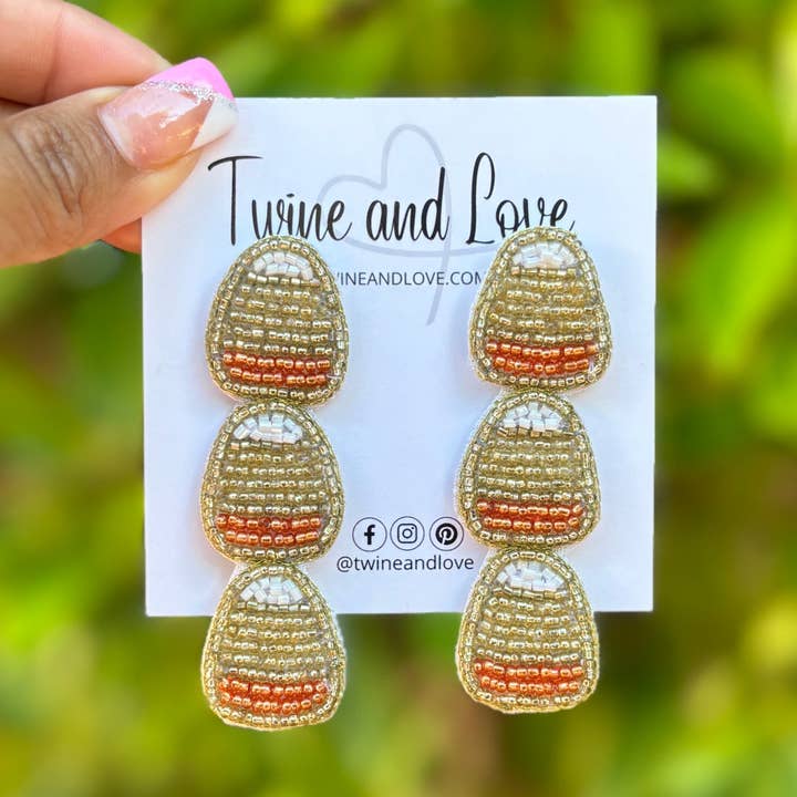 Twine and Love - Wholesale Dangle Earrings - Candy Corn Beaded Earrings1