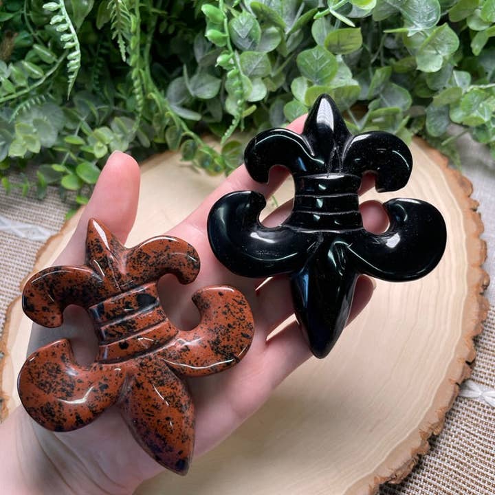 Copper Ashes - Wholesale Spiritual Stone/Crystal - Crystal Fluer De Lis Symbol