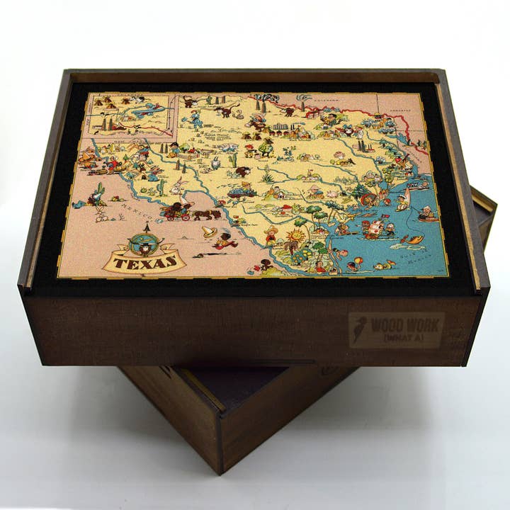 USA* TEXAS State Wooden Puzzle for wholesale by WAWW Artisanal Wooden Puzzles