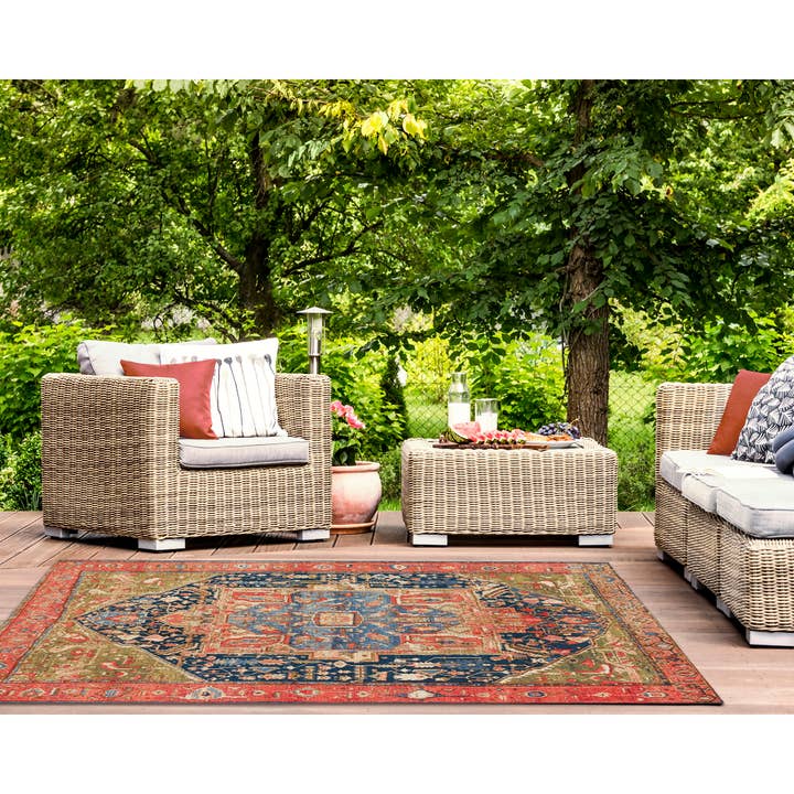 Marina Heriz Indoor/Outdoor Area Rug Red for wholesale on Faire
