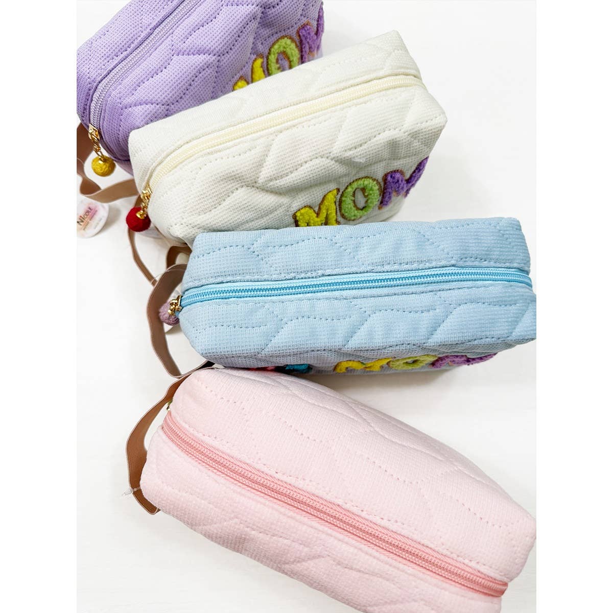 MIX COLOR LOVE MOM Soft Tone Light Weight Cosmetic Bag for wholesale on Faire7