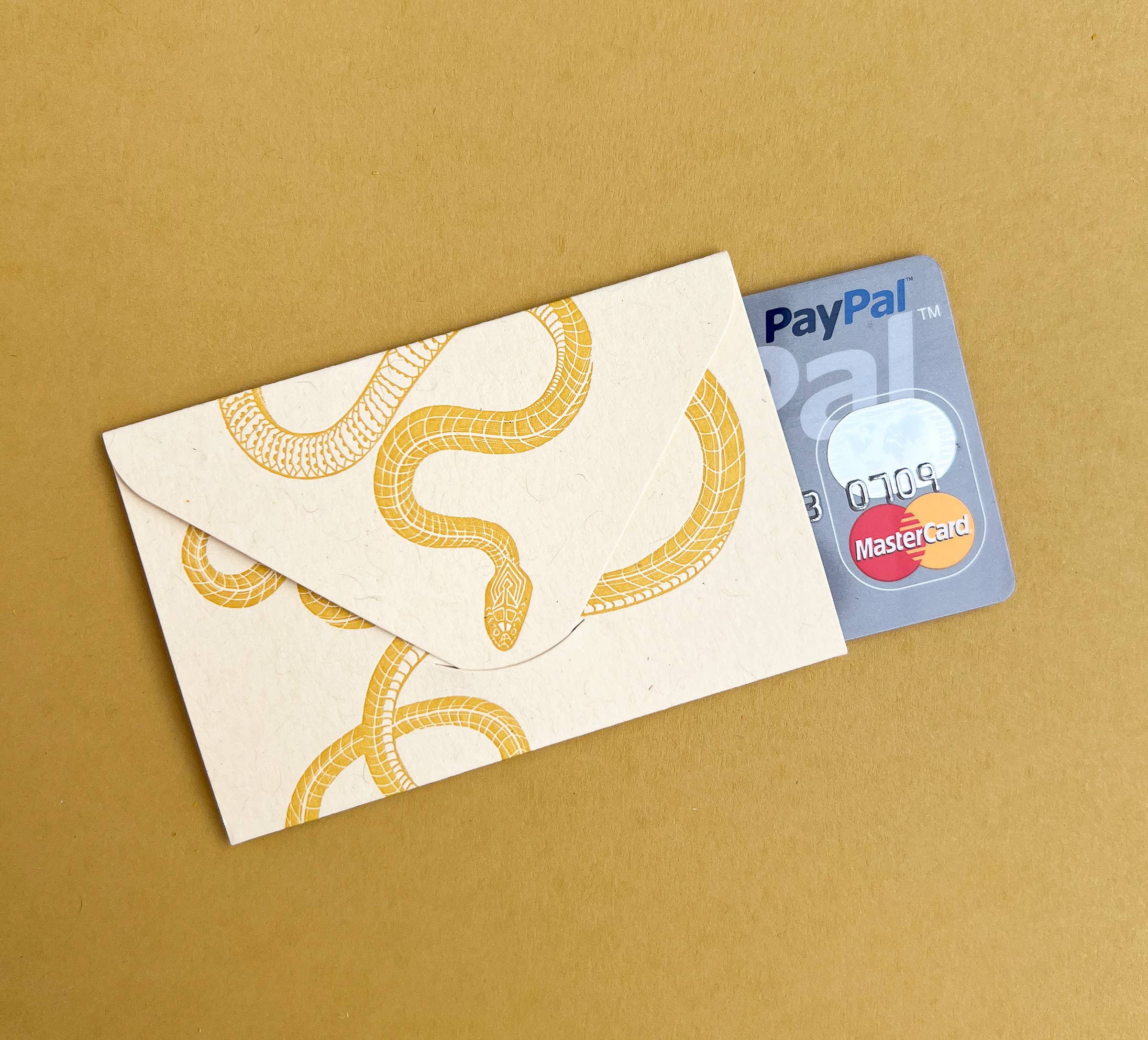 Blackbird Letterpress - Wholesale Everyday Greeting Card - snake yellow gold mini card4