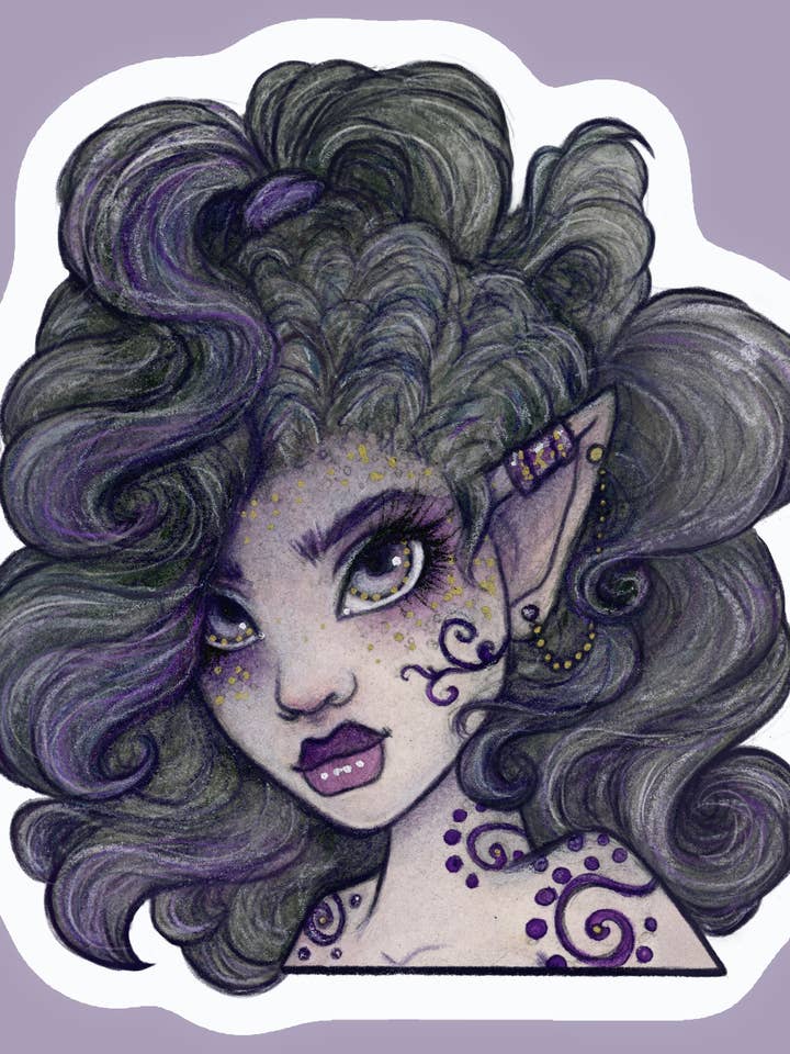 Purple Punk Faerie Sticker for wholesale by Faeries of Glittering Glen