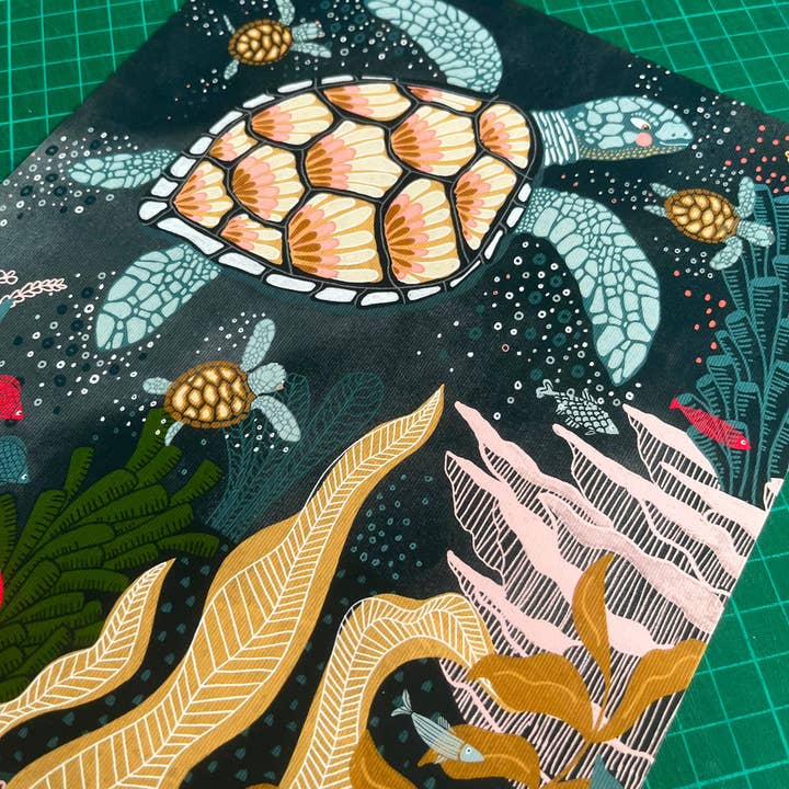 Ocean Marine Life Sea Turtle Coral Reef Print for wholesale by Esme L Designs