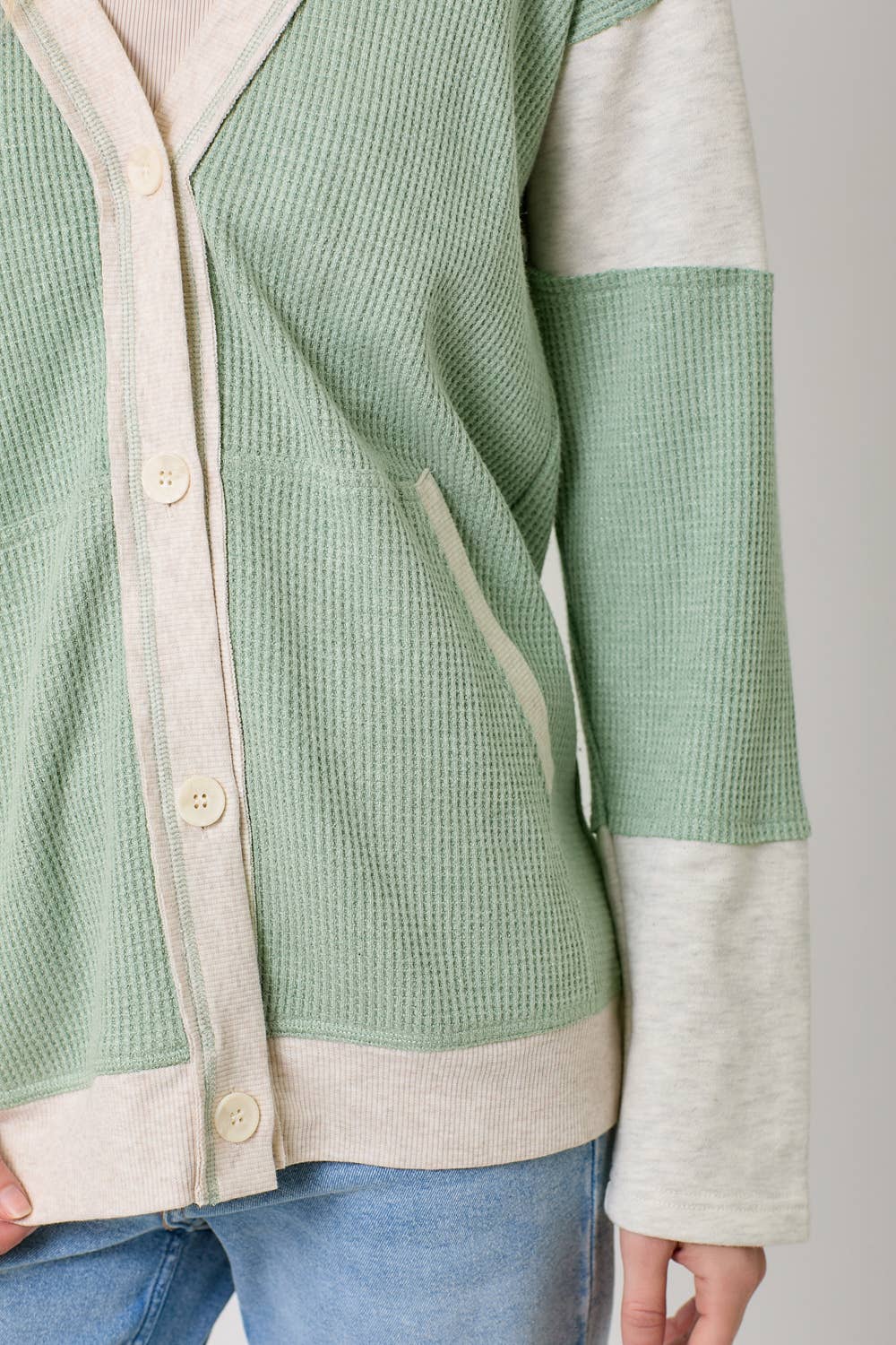 Mystree - Wholesale Cardigan - Women's - 60553 Color Block Hoodie Cardigan5