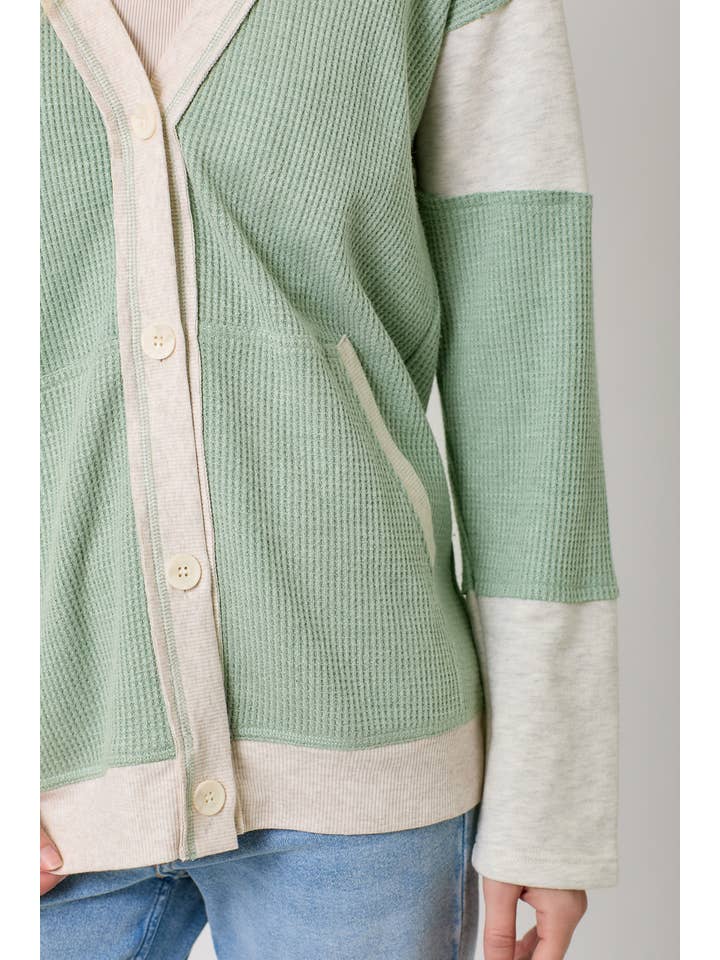 Mystree - Wholesale Cardigan - Women's - 60553 Color Block Hoodie Cardigan5