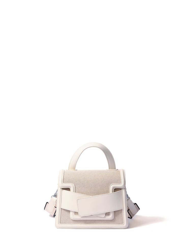Evelyn Bag in canvas and genuine leather, White for wholesale by Bob Ore Blue Collection