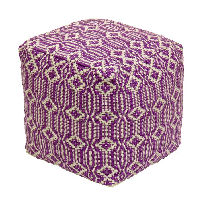 16 in. Lavender Hand Woven Pouf Ottoman for wholesale by National Tree Company