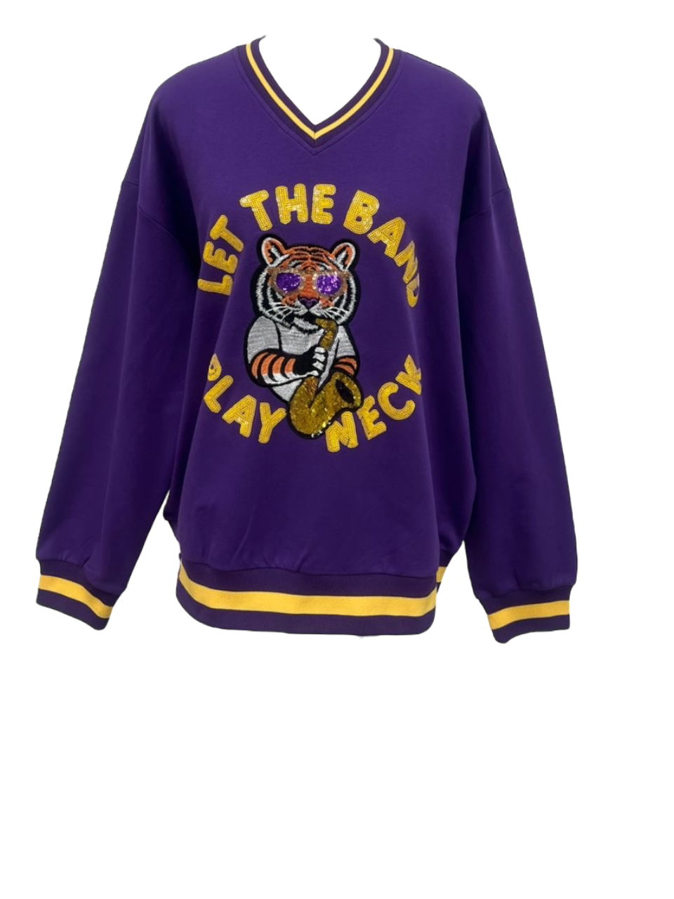 Sash Clothing Bar - Wholesale T-Shirt - Women's - Let the Band Play Neck Sequin Game Day tiger Sweatshirt4
