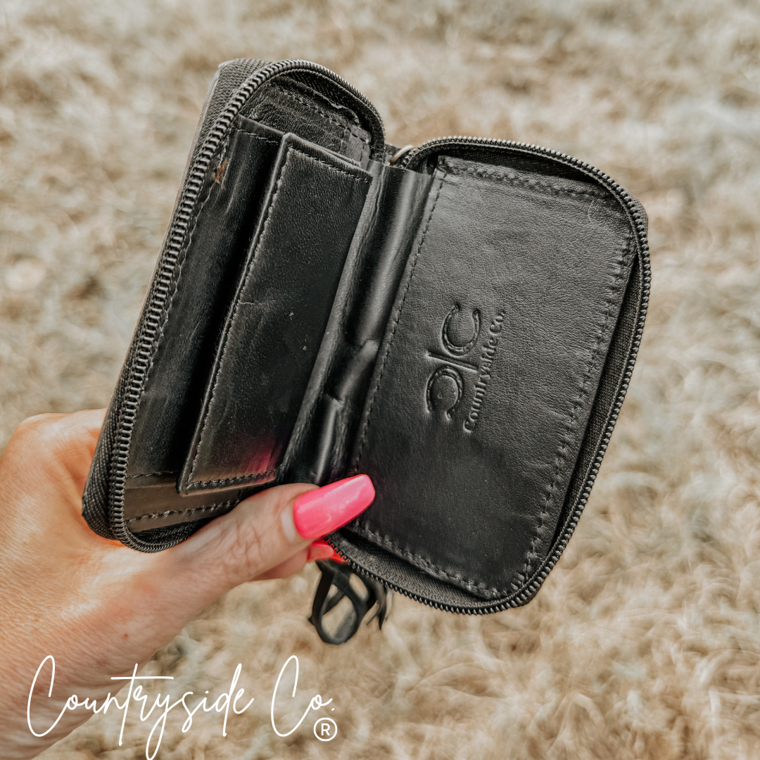 Texas Western Cowhide Bags and More - Wholesale Wallet - Women's - The Sidekick Checkered Mini Wallet Keychain4