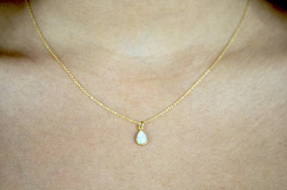 Ofina Jewelry - Wholesale Pendant/Charm Necklace - Elongated Teardrop Opal Necklace5