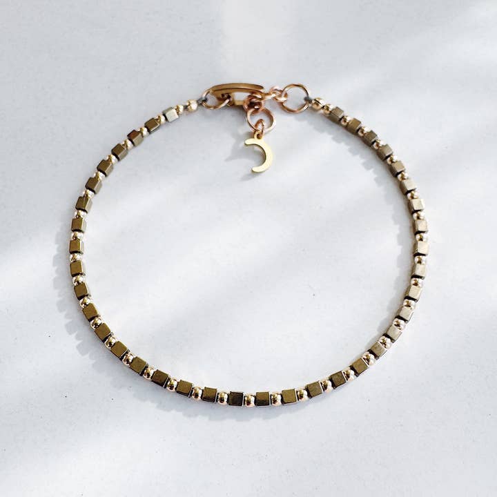 On the Lookout Jewelry - Wholesale Beaded Bracelet - Orbit Bracelet - Pyrite / 14K gold-fill2