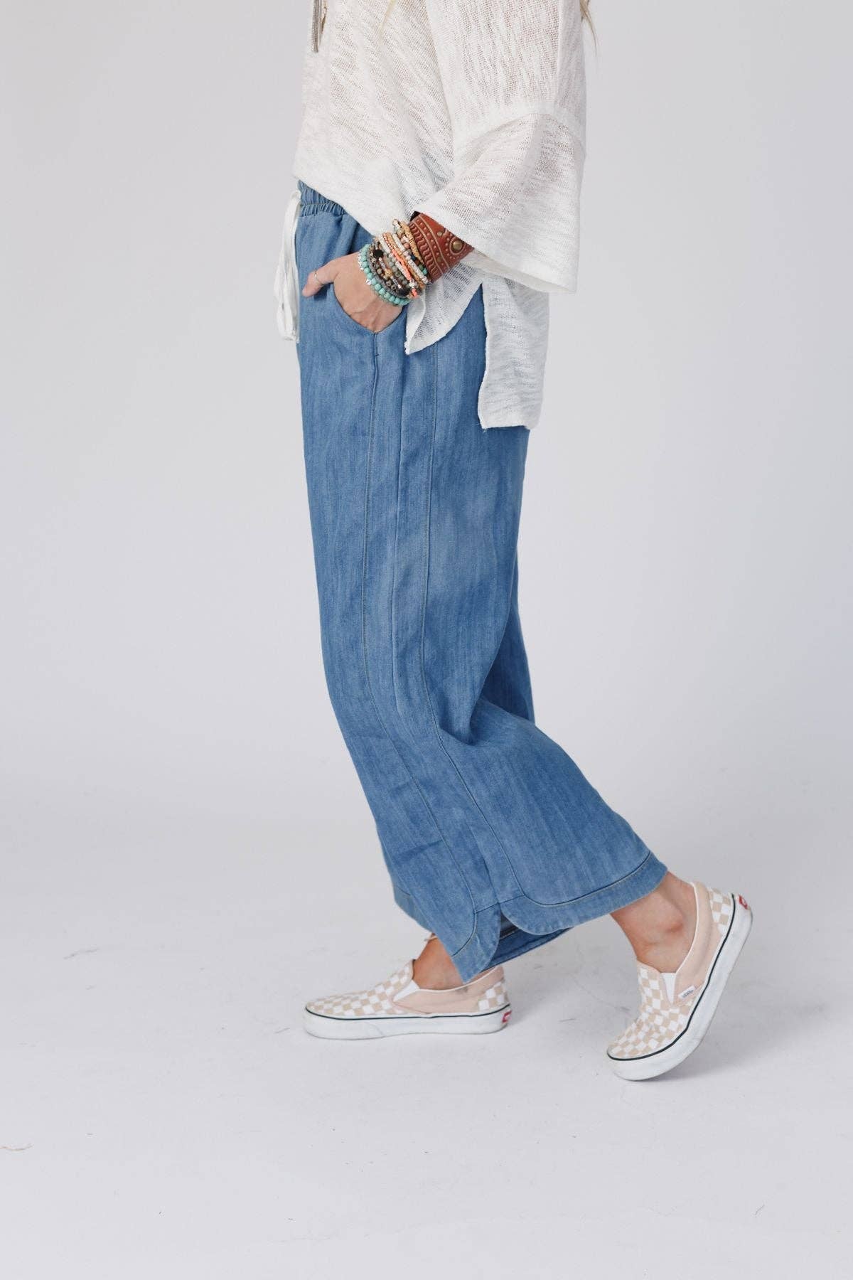 Three Bird Nest - Wholesale Pants - Women's - So Comfy Wide Leg Cropped Pant - Denim9