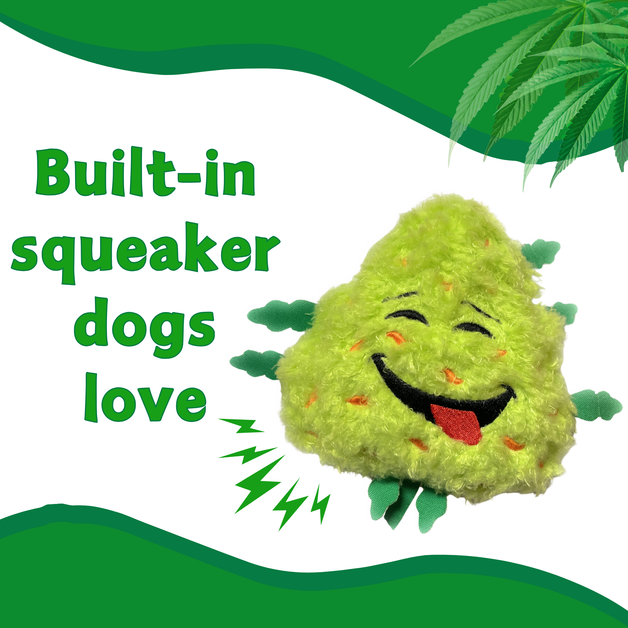 PAW:20 - Wholesale Pet Plush Toy - Dog - Bud the Weed Nug, Parody Plush Squeaker Dog Toy 2