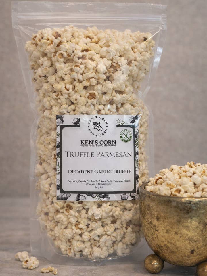 Popcorn au Parmesan et à la Truffe-Sans Gluten 113g pour la vente par Ken and Mimi Gourmet Snacks