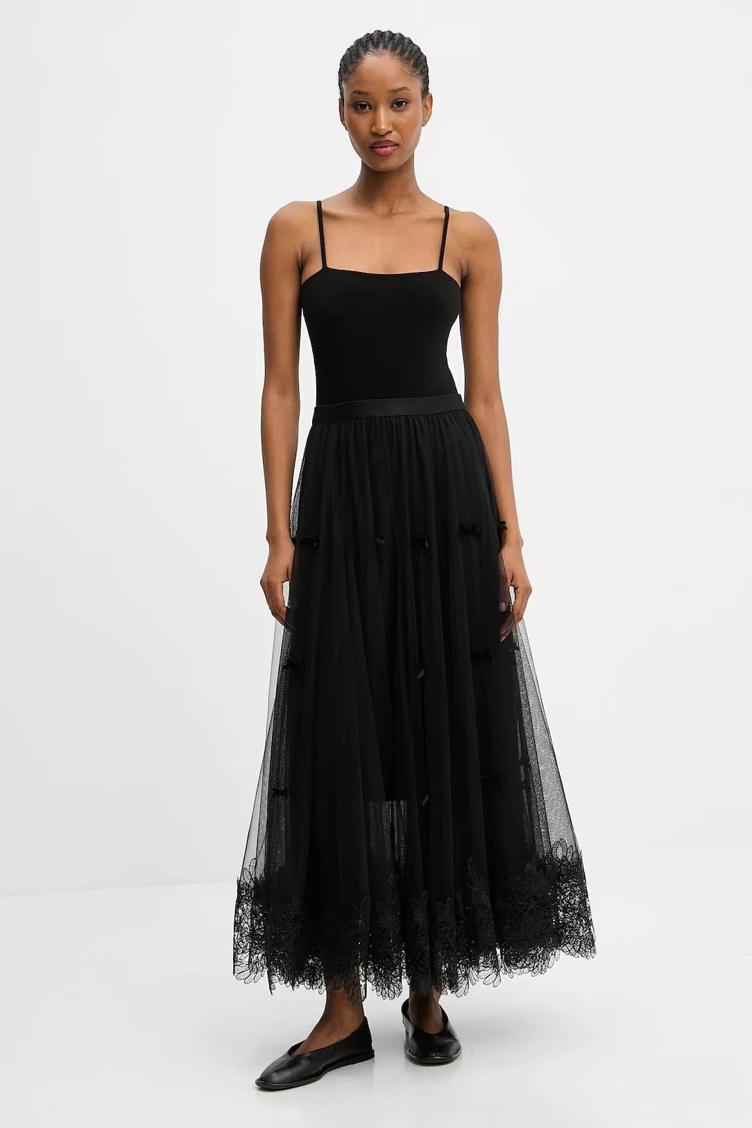 CHOKLATE PARIS – Engroshandel Nederdel - Dame – Lang tylskørt med sløjfer og broderi - CK083871