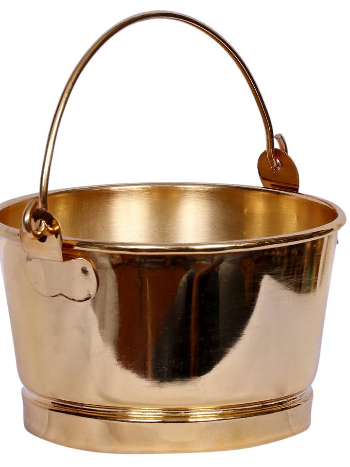 Seau de service Prasadam en laiton de 7 po pour la vente par Exotic India Art