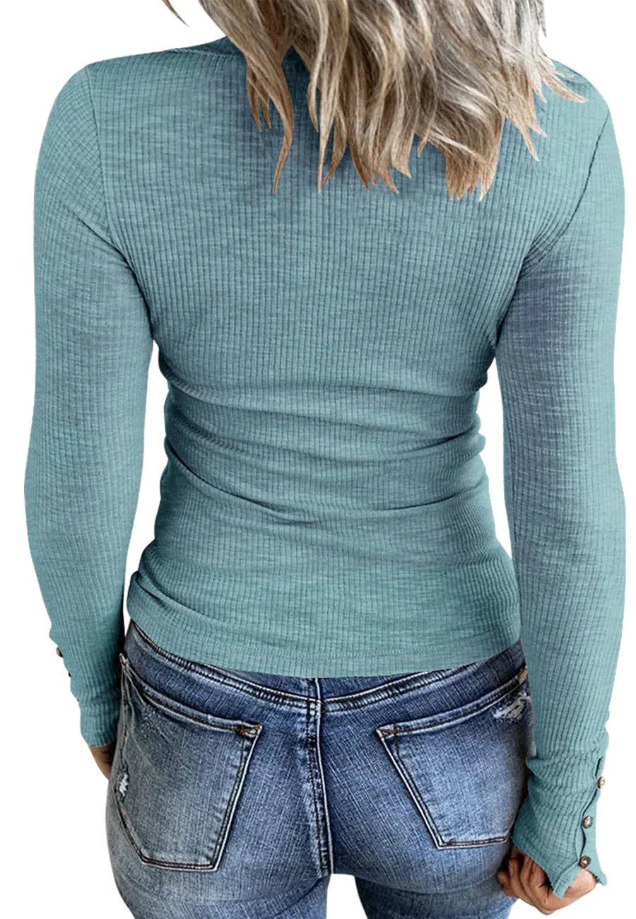 Anna Kaci Wholesale - Vente Haut en maille – femme - Haut Henley ajusté en tricot côtelé3