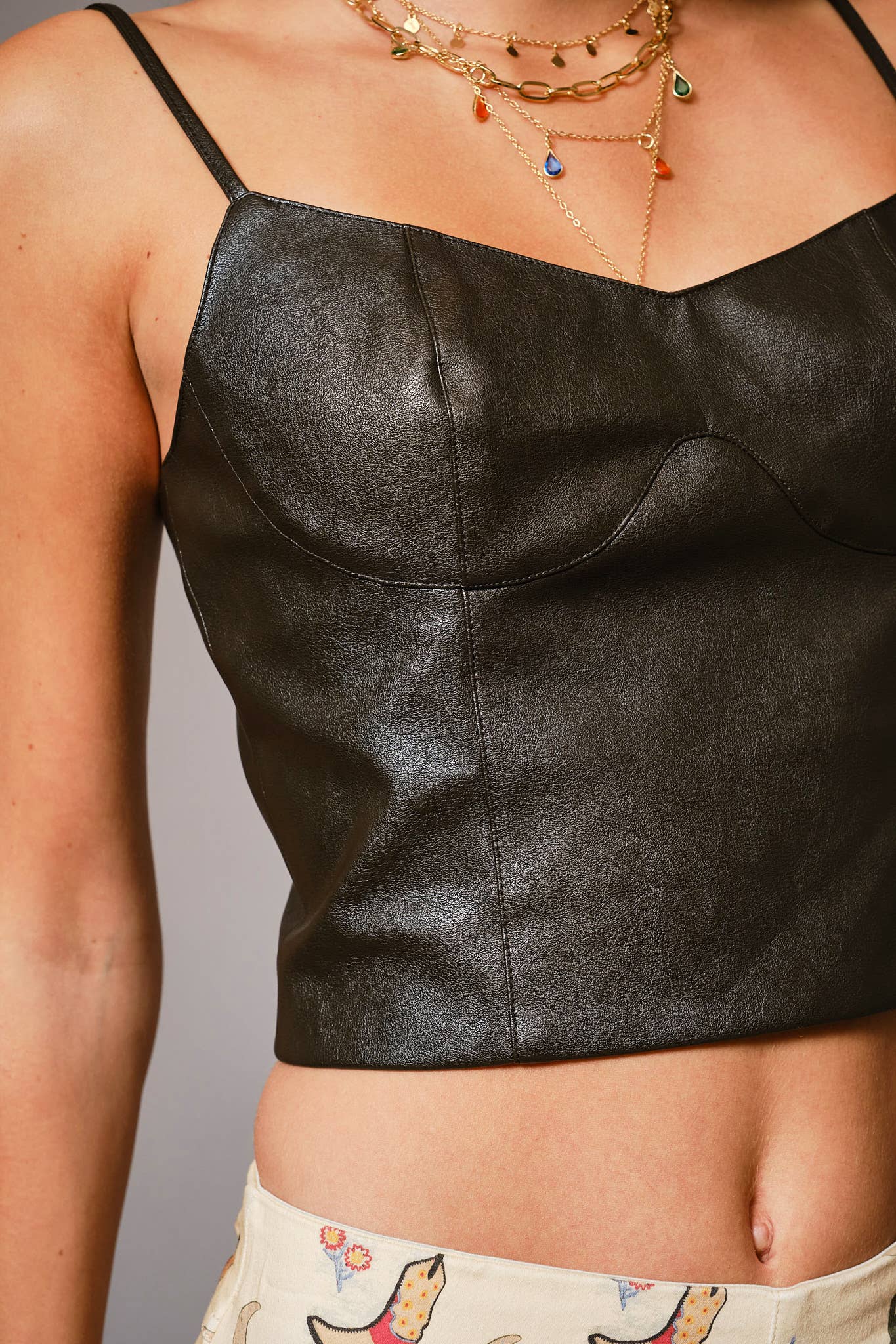 Blue B - Wholesale Tank Top - Women's - 52133T - Faux Leather Cropped Cami Top2