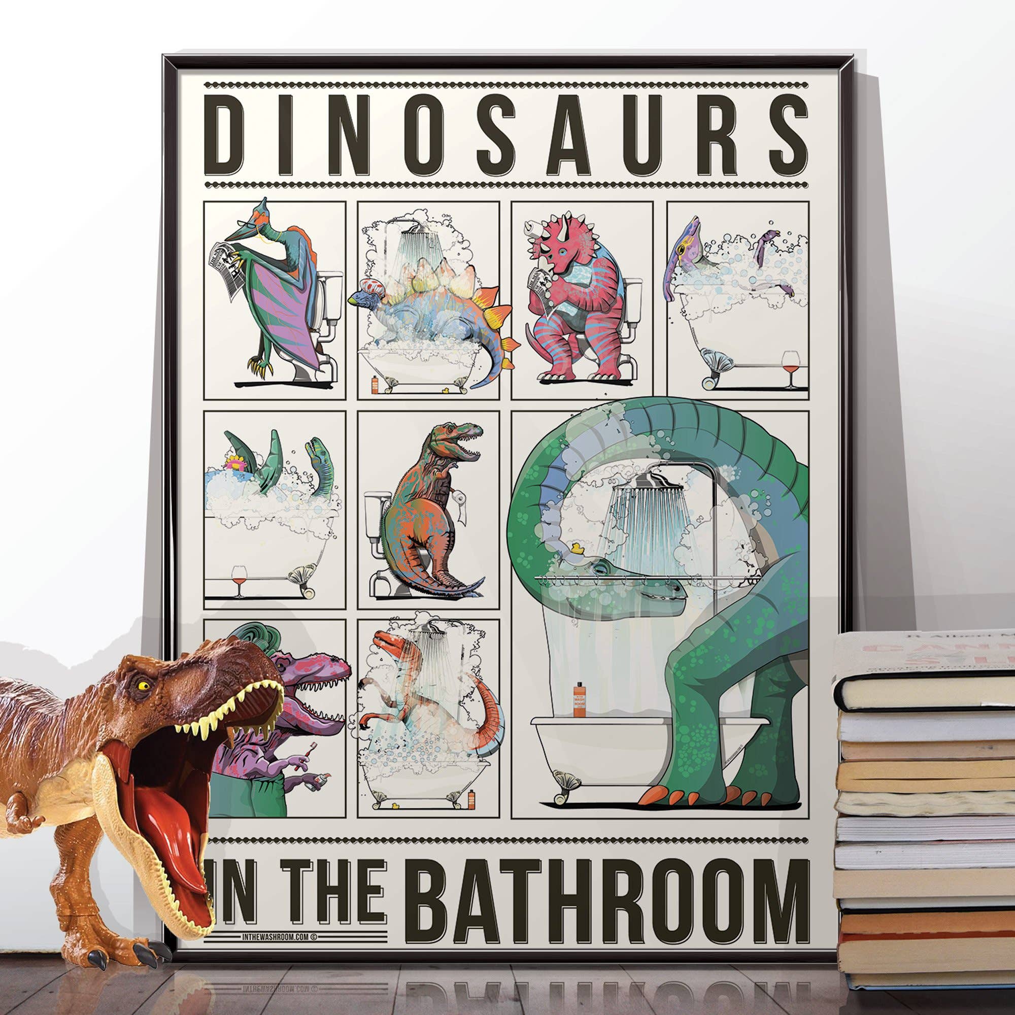 Pterodactyl on the toilet bathroom poster –