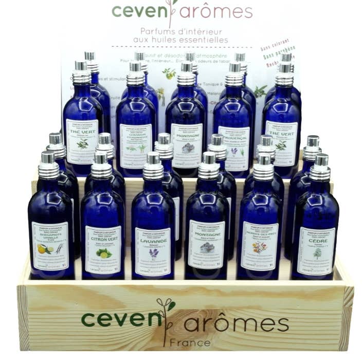 Céven'Arômes - Wholesale Room & Linen Spray - Pack of 45 interior fragrance sprays 100ml - blue glass0