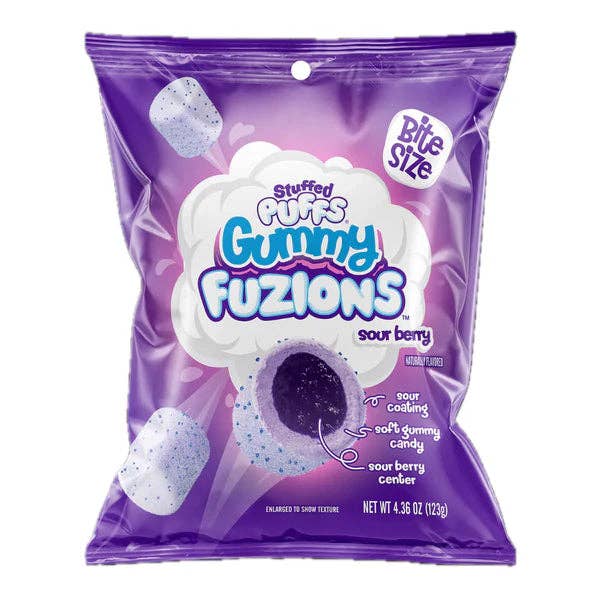 Stuffed Puffs Fuzions Gummy Sour Berry 123g for wholesale by Global Bite Co