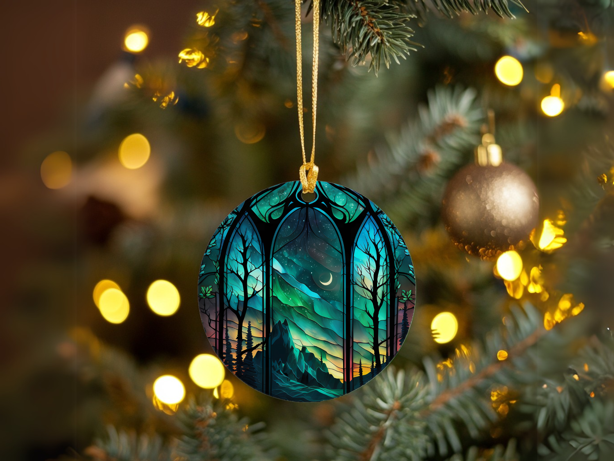 Fernville Creations - Wholesale Ornament - Northern Lights I Ceramic Ornament with Printed Image5