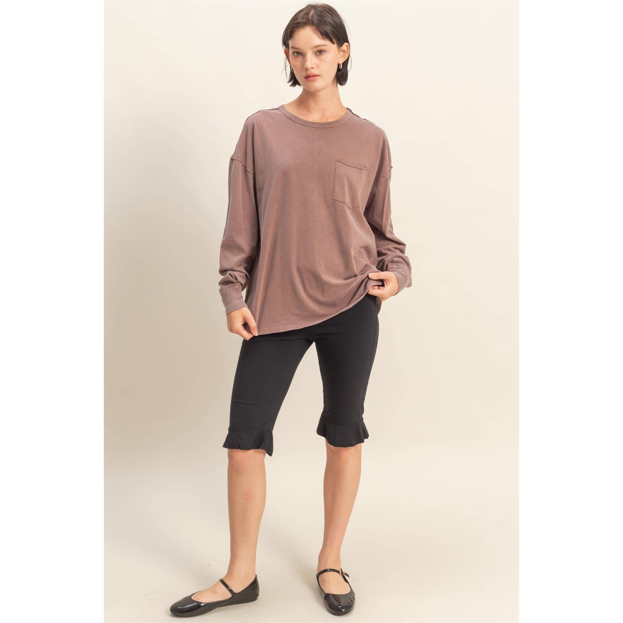 HYFVE - Vente Chemise – femme - T-shirt surdimensionné à manches longues et poches délavées34