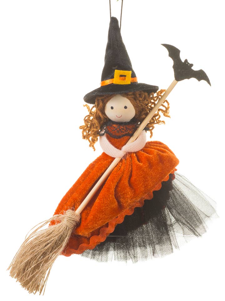 NUEVO-Adorno de Muñeca Bruja de Halloween Naranja para venta al por mayor de Starlight Collection