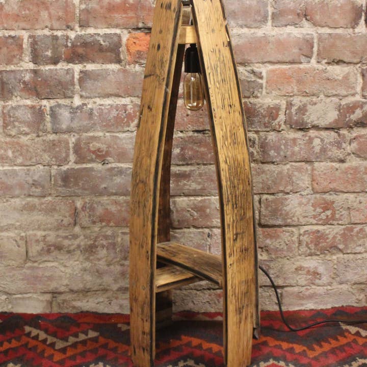 From Under The Stairs – wholesale Accent/desk lamp – Rustic Oak Stave Free Standing Lamp