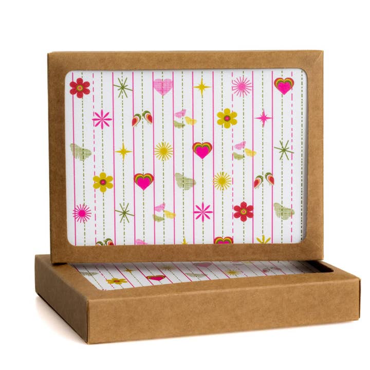 Pink Tiki Note Card Set, 8 Cards with Envelopes for wholesale by Blue Kite Press