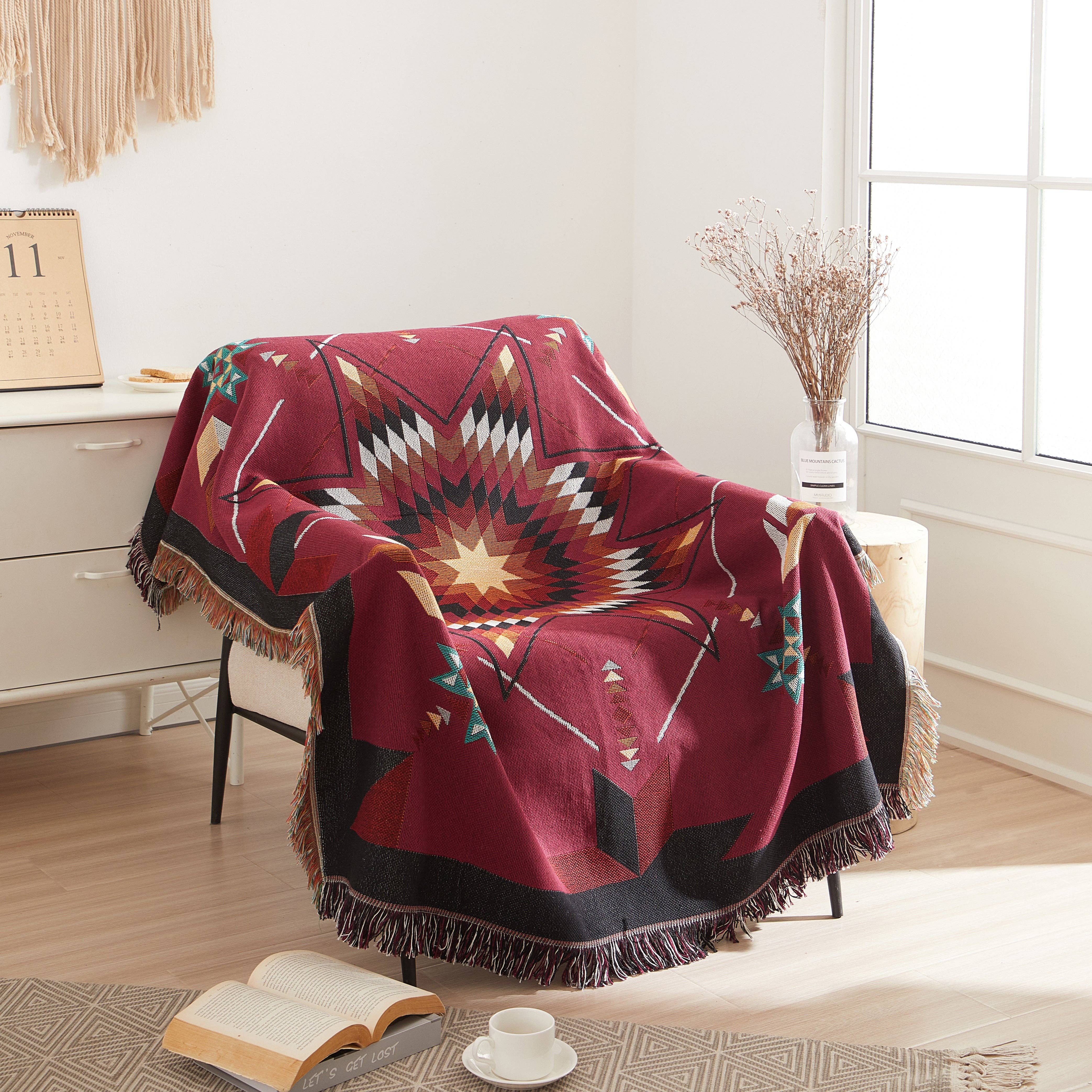 Linen Mart - Wholesale Throw Blanket - Woven Native Star Throw12
