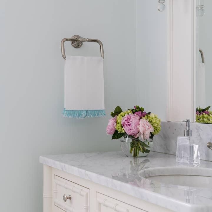 Garden Folly Fine Linens - Wholesale Hand Towel - Fringe Benefits Linen Guest Towel2