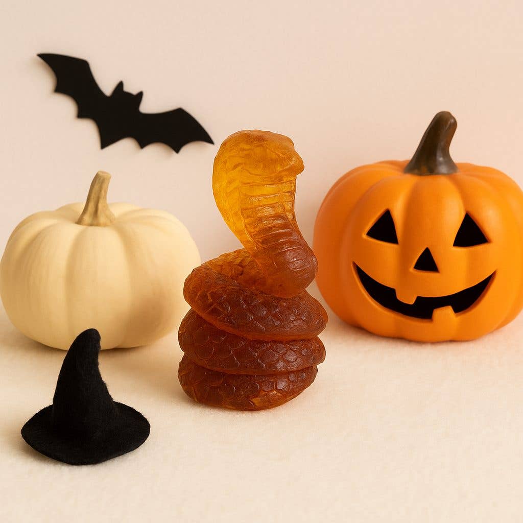 KIZIMA - Vendita all'ingrosso Statuette decorative - Figurina di Cobra in Ambra – Scultura di Serpente in Ambra Baltica Fatta a Mano – Decorazione di Halloween