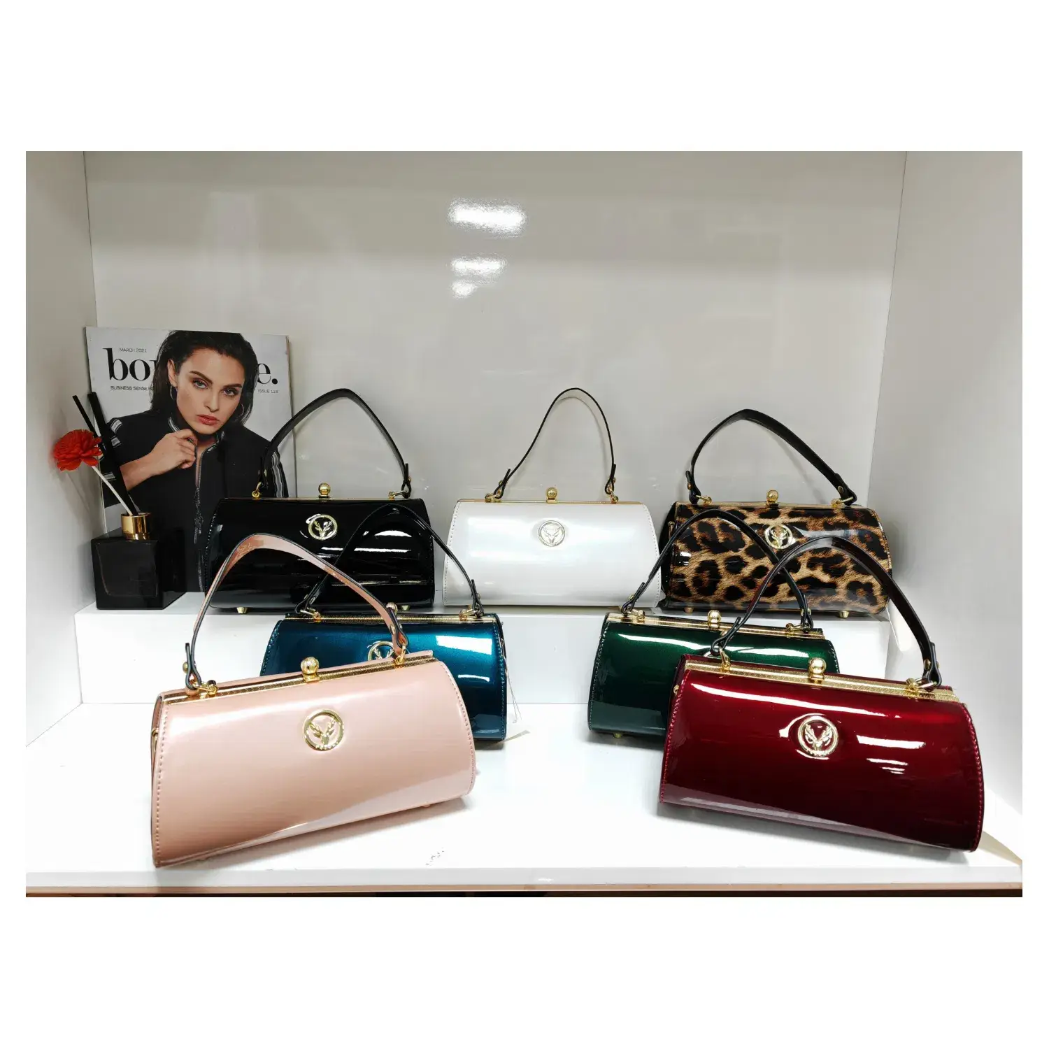 Superbia - Wholesale Top Handle Bag - Women's - Small Clasp Opening Patent Top Handle Bag Party EveningA96089