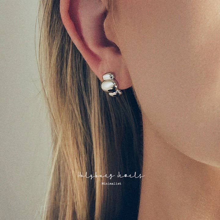HolyBang Jewels - Wholesale Stud/Post Earrings - MINIMALIST PUFFY EARRINGS - E-HT1988 / E-H132785