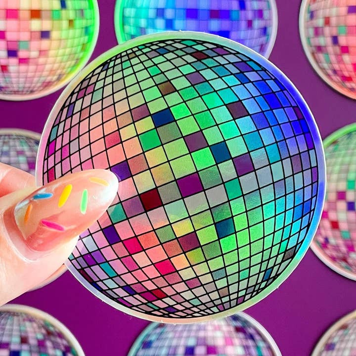 Stark + Stanley - Wholesale Sticker - Colorful Disco Ball Holographic Sticker0